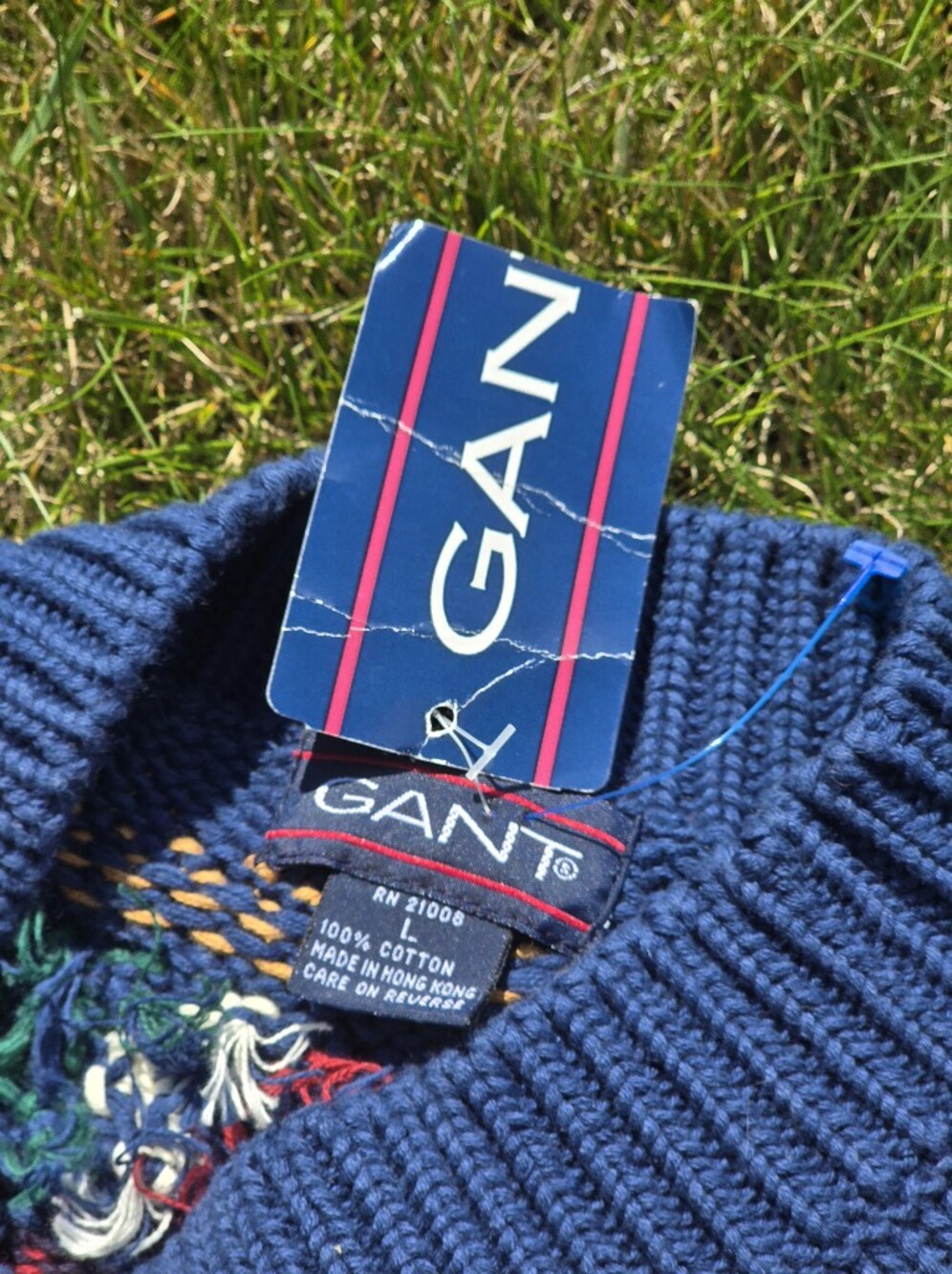 *VTG/NWT* GANT Navy Floral Knit Sweater With Cable Details - Picture 3 of 8